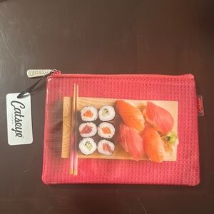 Sushi Print Flat Zipper Pouch / Flat Bag
